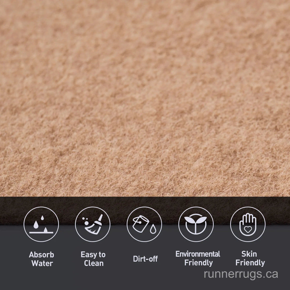 Sand Runner Rug - side profile view of runner rug edge and floor clearance