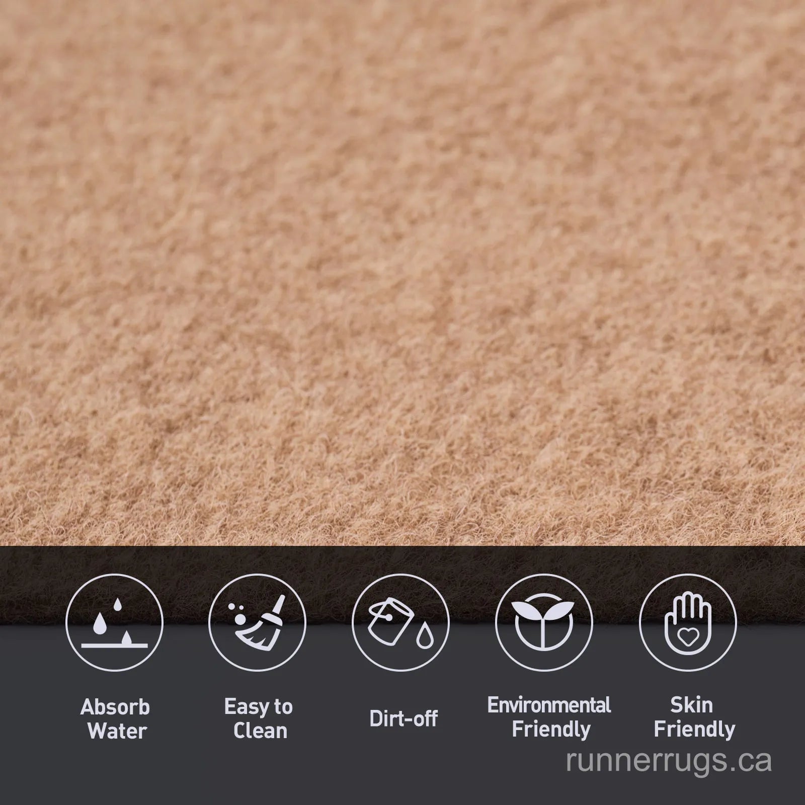 Sand Runner Rug - side profile view of runner rug edge and floor clearance