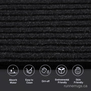 Black Stripe Runner Rug - side profile view of runner rug edge and floor clearance