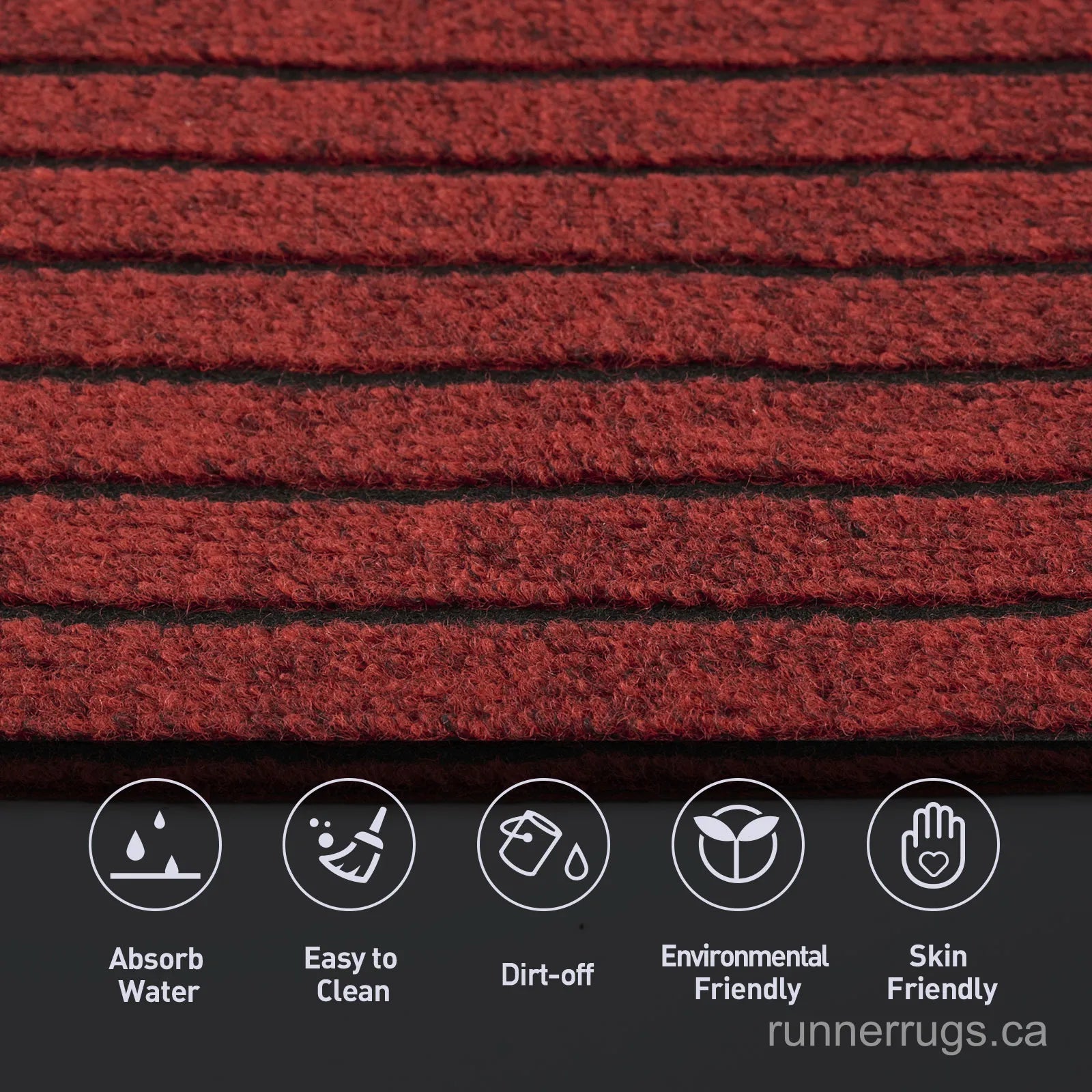 Red Stripe Runner Rug - lifestyle interior with bold red stripe pattern custom runner rug as decor feature