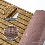 Brown Stripe Runner Rug - close up texture detail of warm brown stripe pattern material and weave quality