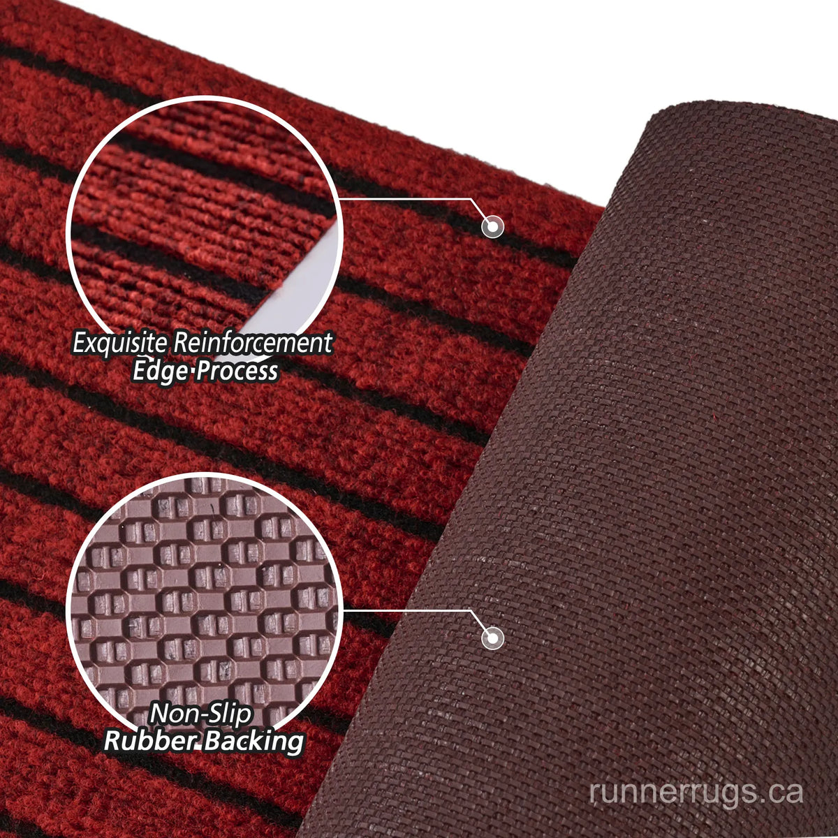 Red Stripe Runner Rug - lifestyle interior with bold red stripe pattern custom runner rug as decor feature