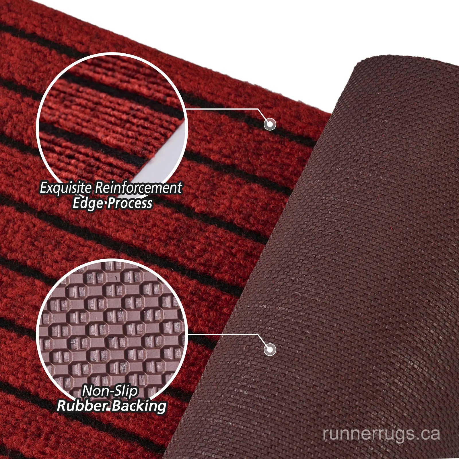 Red Stripe Runner Rug - lifestyle interior with bold red stripe pattern custom runner rug as decor feature