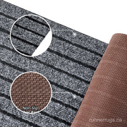 Grey Stripe Runner Rug - room view showing neutral grey stripe pattern rug proportion in decorated space