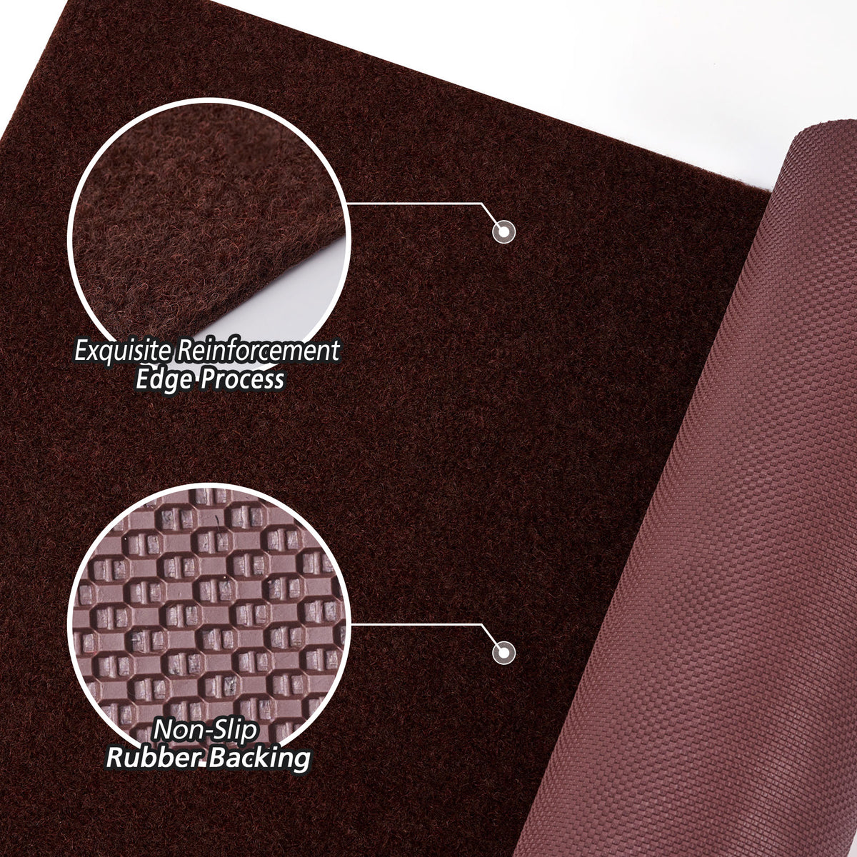 Coffee Brown Runner Rug - side profile view of runner rug edge and floor clearance