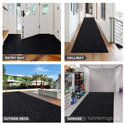 Solid Black Runner Rug - top down view showing full solid black color design across the runner surface