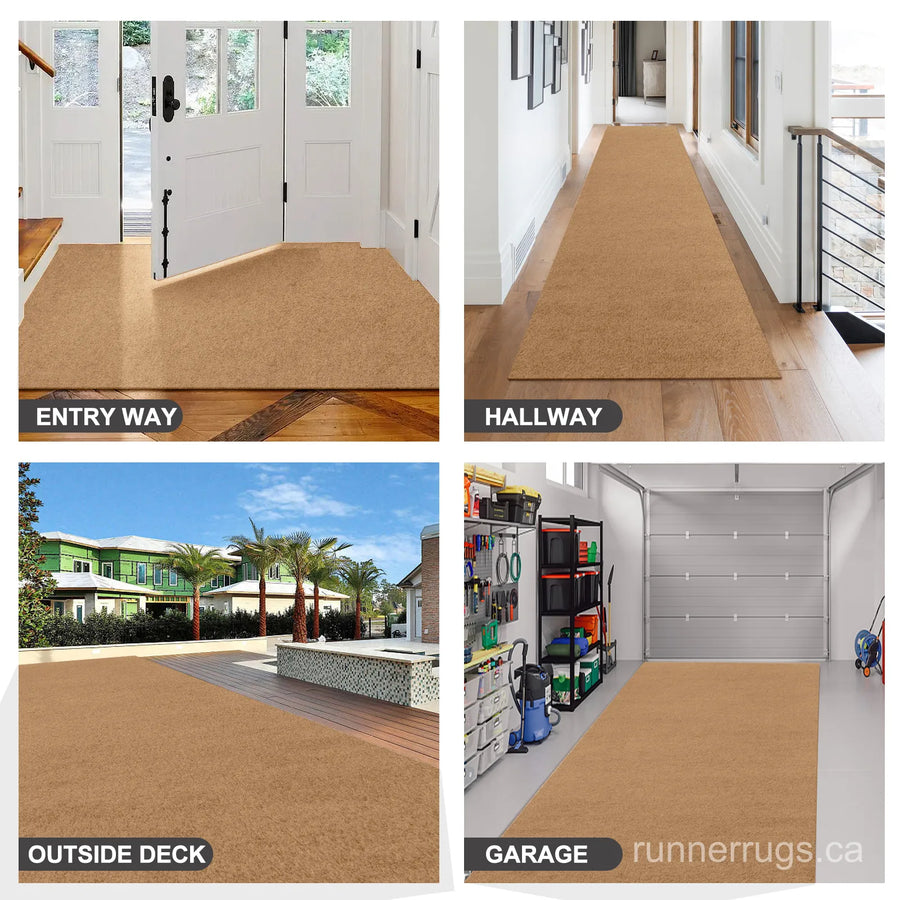 Sand Runner Rug - top down view showing full solid sand color design across the runner surface