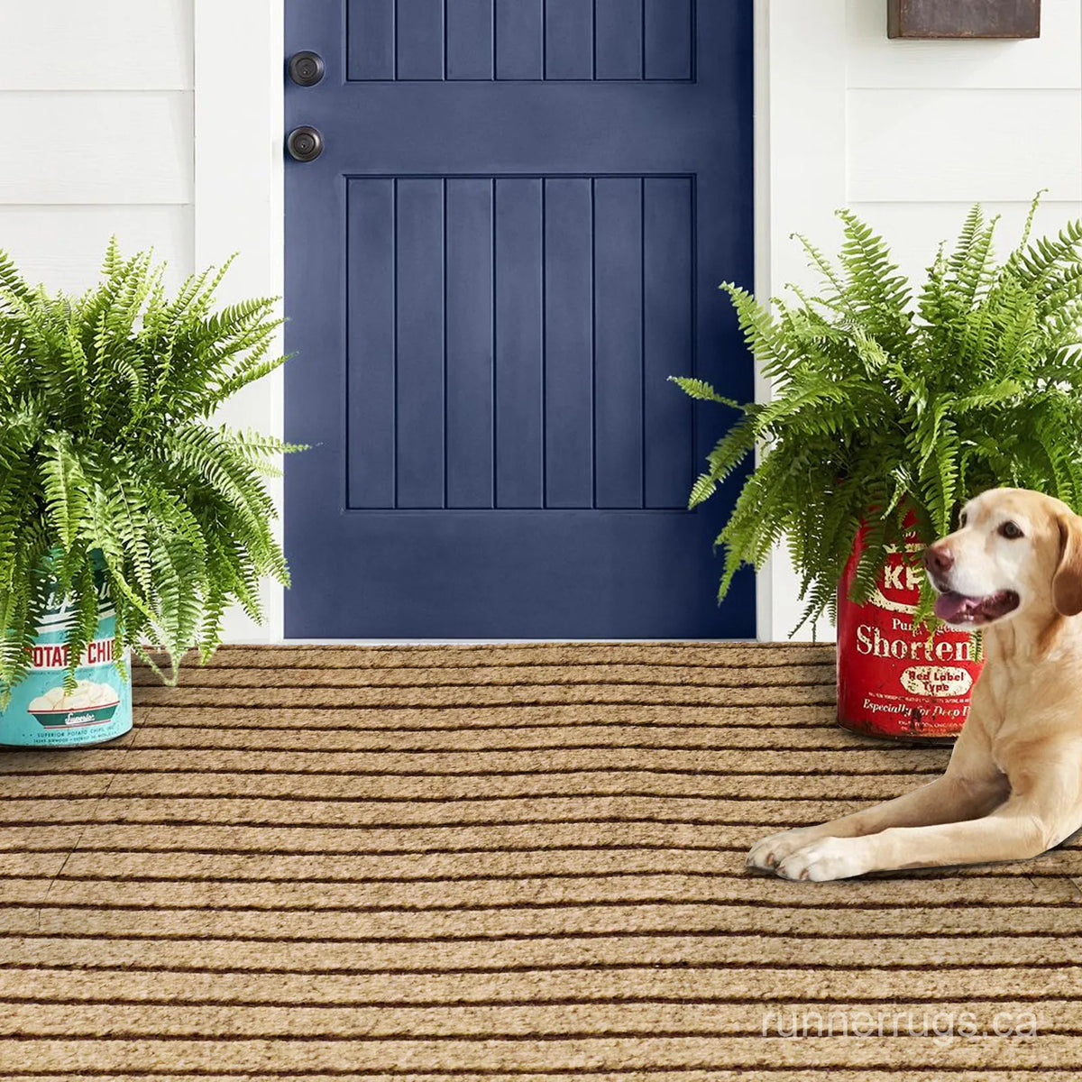 Brown Stripe Runner Rug - room view showing warm brown stripe pattern rug proportion in decorated space