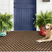 Brown Plaid Runner Rug - room view showing classic brown plaid pattern rug proportion in decorated space