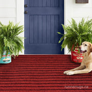 Red Stripe Runner Rug - main product photo, bold red stripe pattern, custom length runner rug