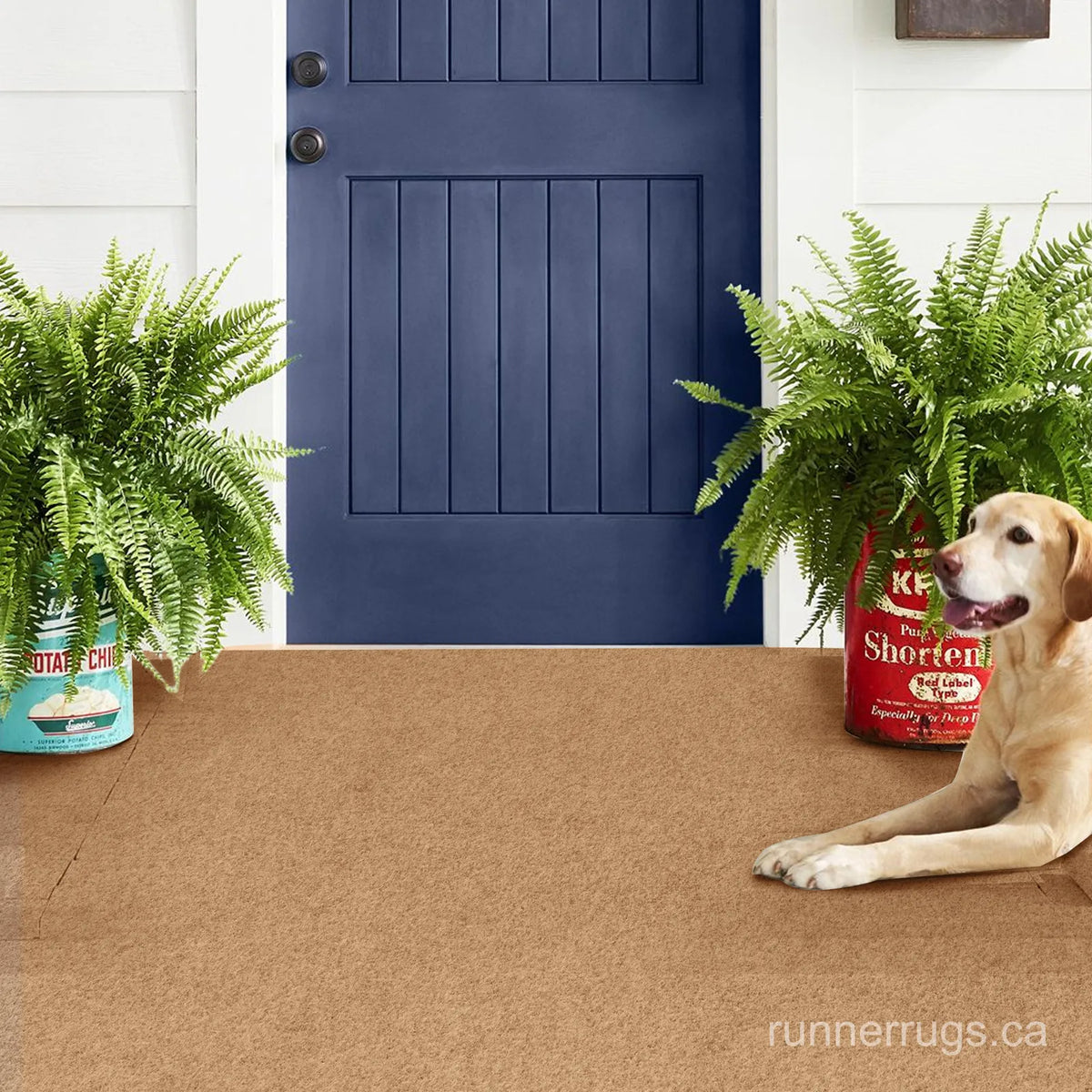 Sand Runner Rug - close up texture detail of solid sand color material and weave quality
