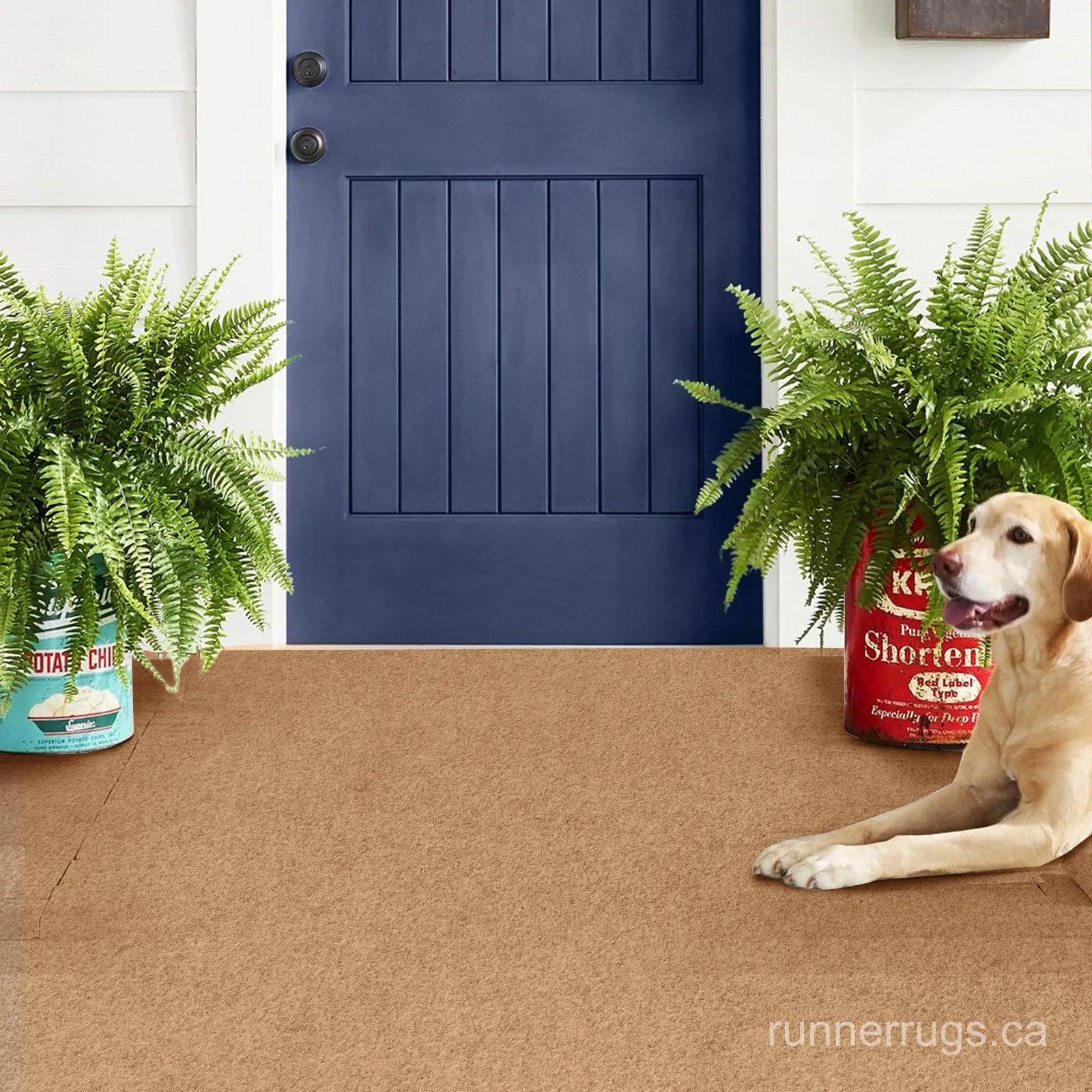 Sand Runner Rug - close up texture detail of solid sand color material and weave quality