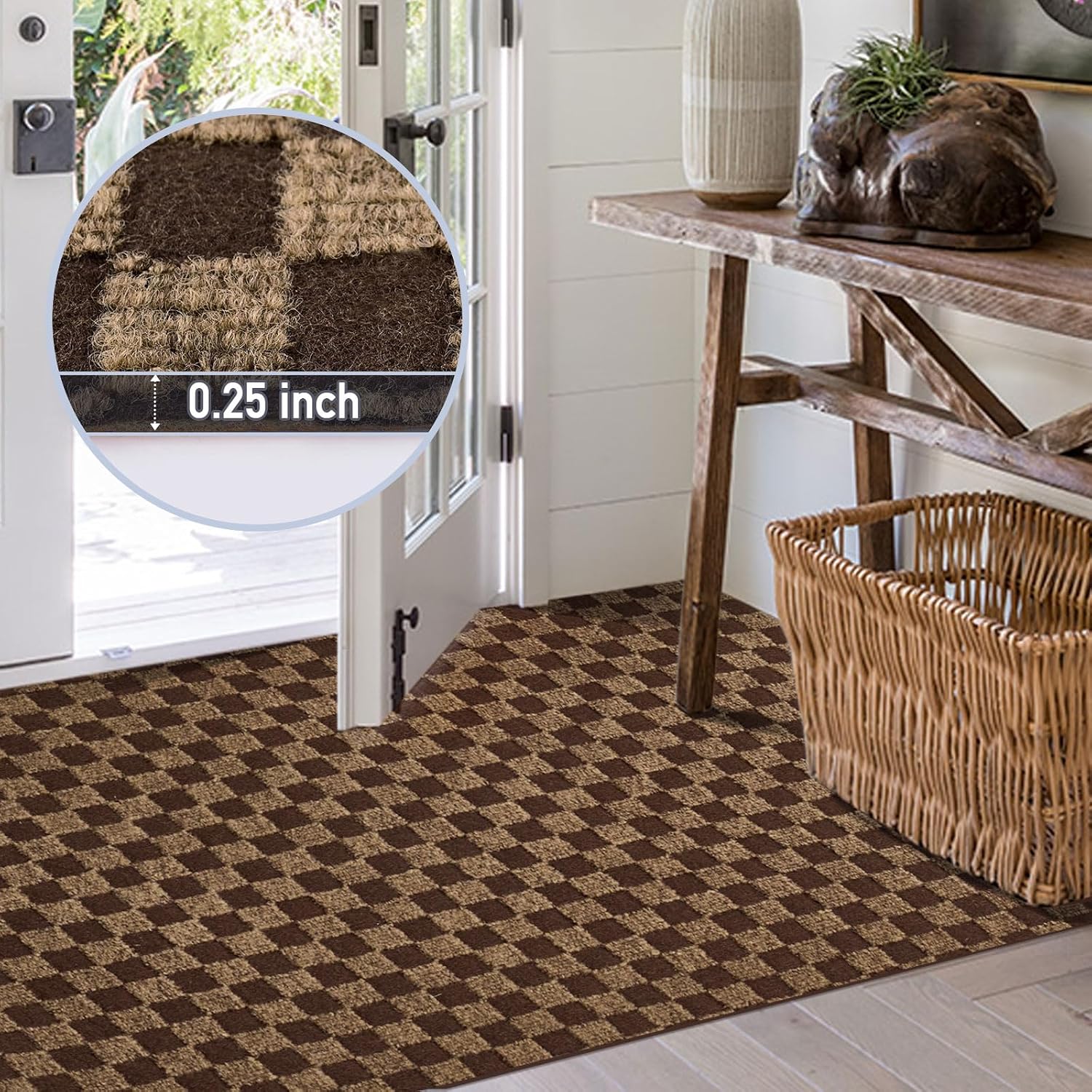 Brown Checkered 4 ft Area Rug for Toronto Bedrooms product image
