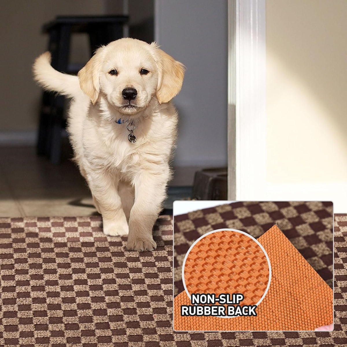 Brown Checkered 4 ft Area Rug for Toronto Bedrooms product image