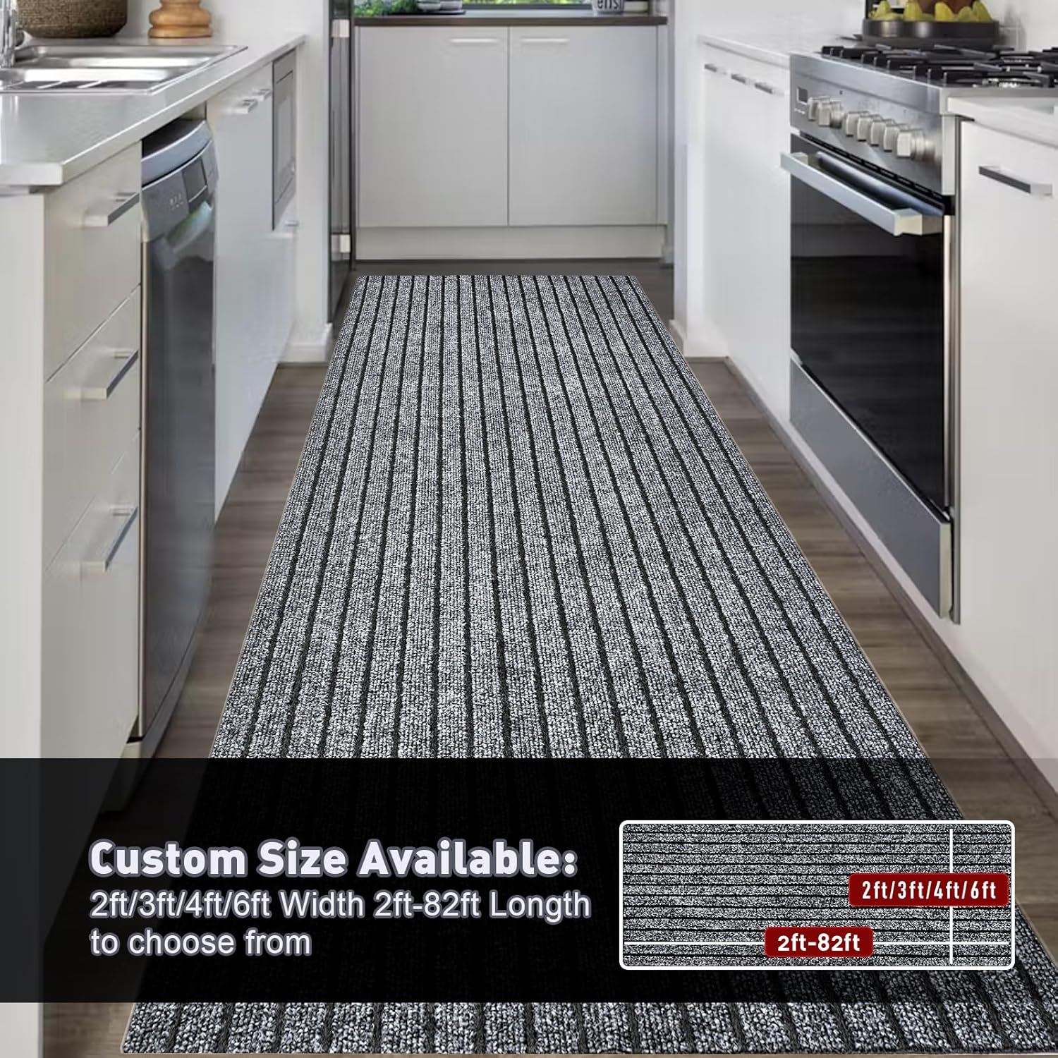 Gray Striped Runner Rug for Toronto Hallways product image