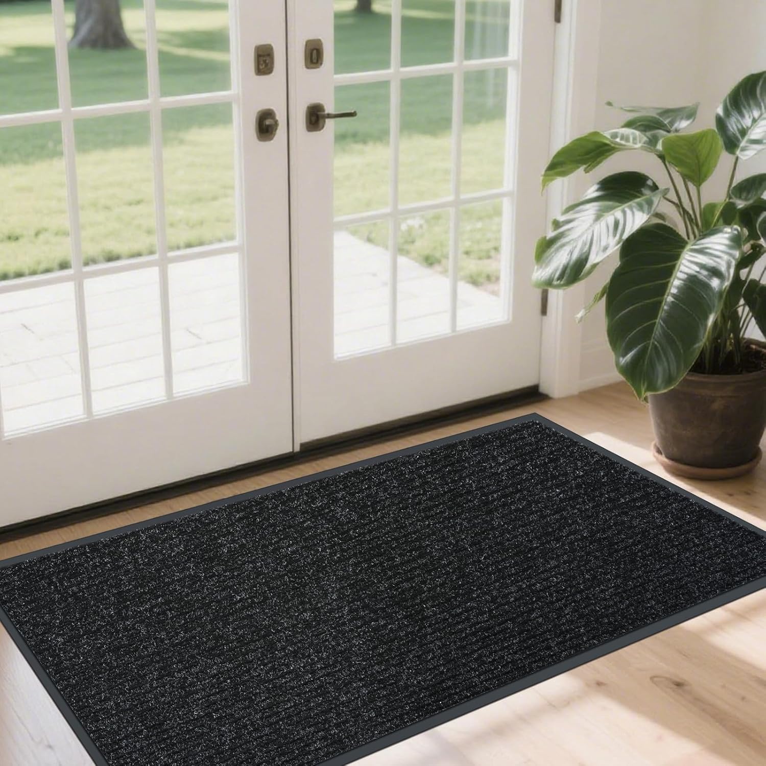 Black Stripe Door Mat for Toronto Entryways & Patios - 3 ft x 7 ft Black Stripe