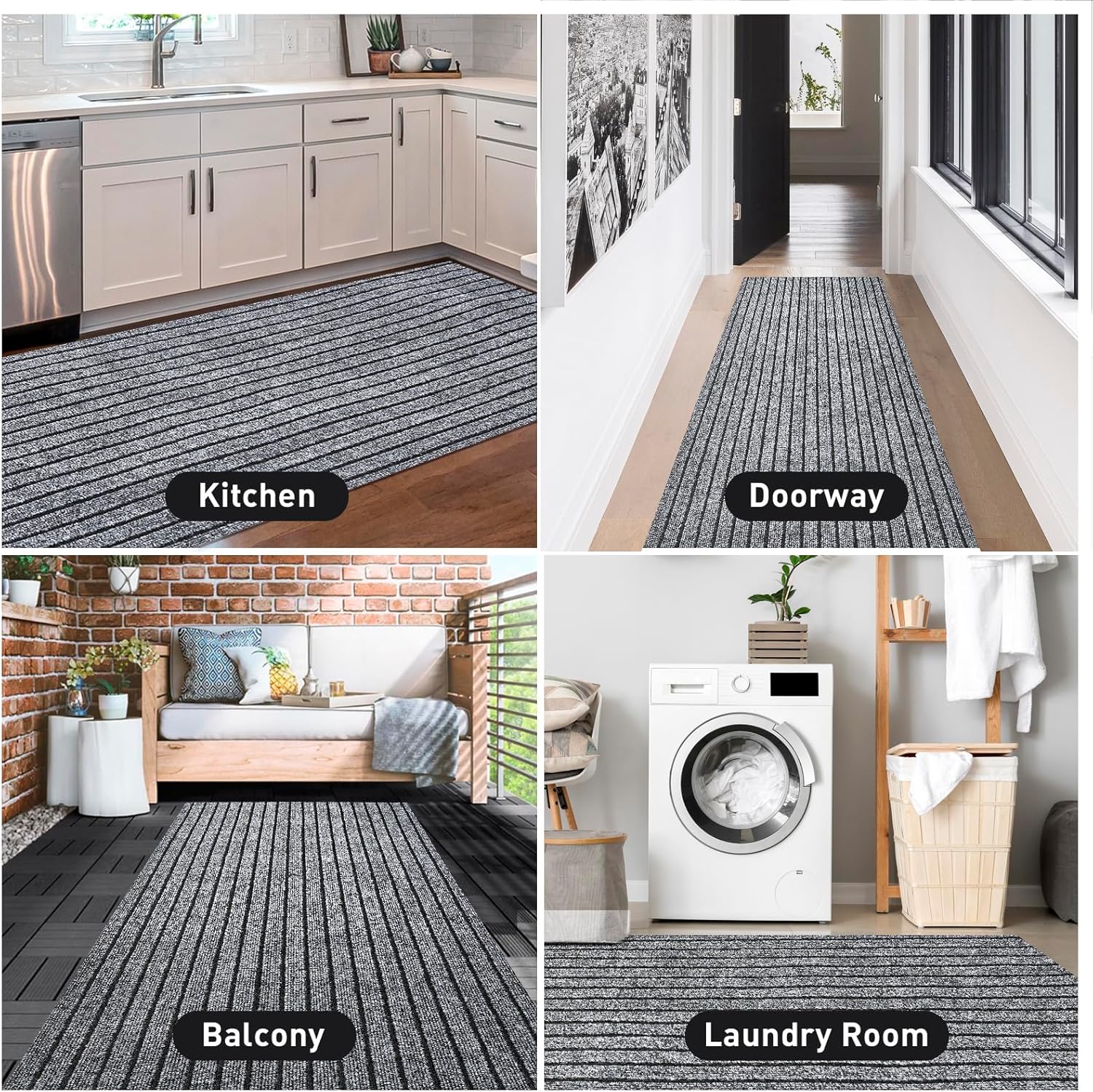 Gray Striped Runner Rug for Toronto Hallways product image
