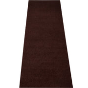Coffee Brown Runner Rug - close up texture detail of solid coffee brown color material and weave quality