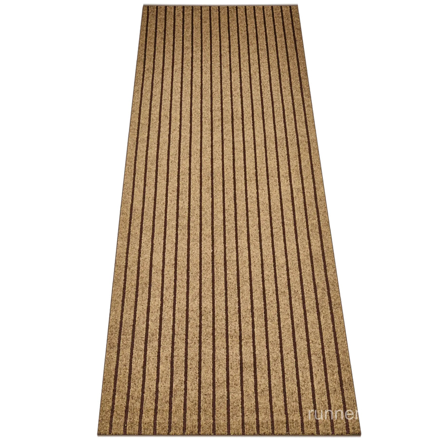 Brown Stripe Runner Rug - main product photo, warm brown stripe pattern, custom length runner rug