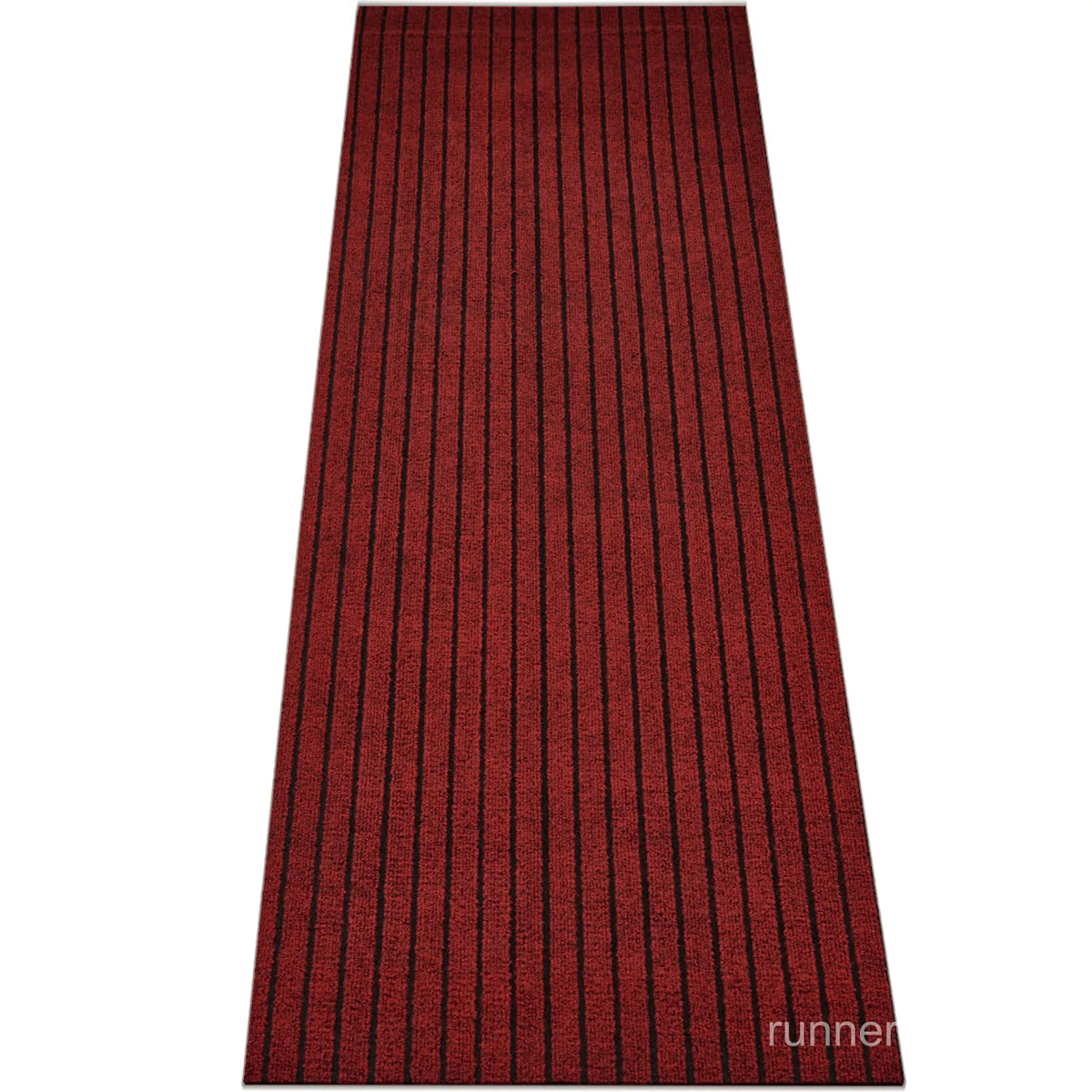 Red Stripe Runner Rug - side profile view of runner rug edge and floor clearance