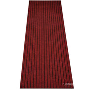 Red Stripe Runner Rug - side profile view of runner rug edge and floor clearance