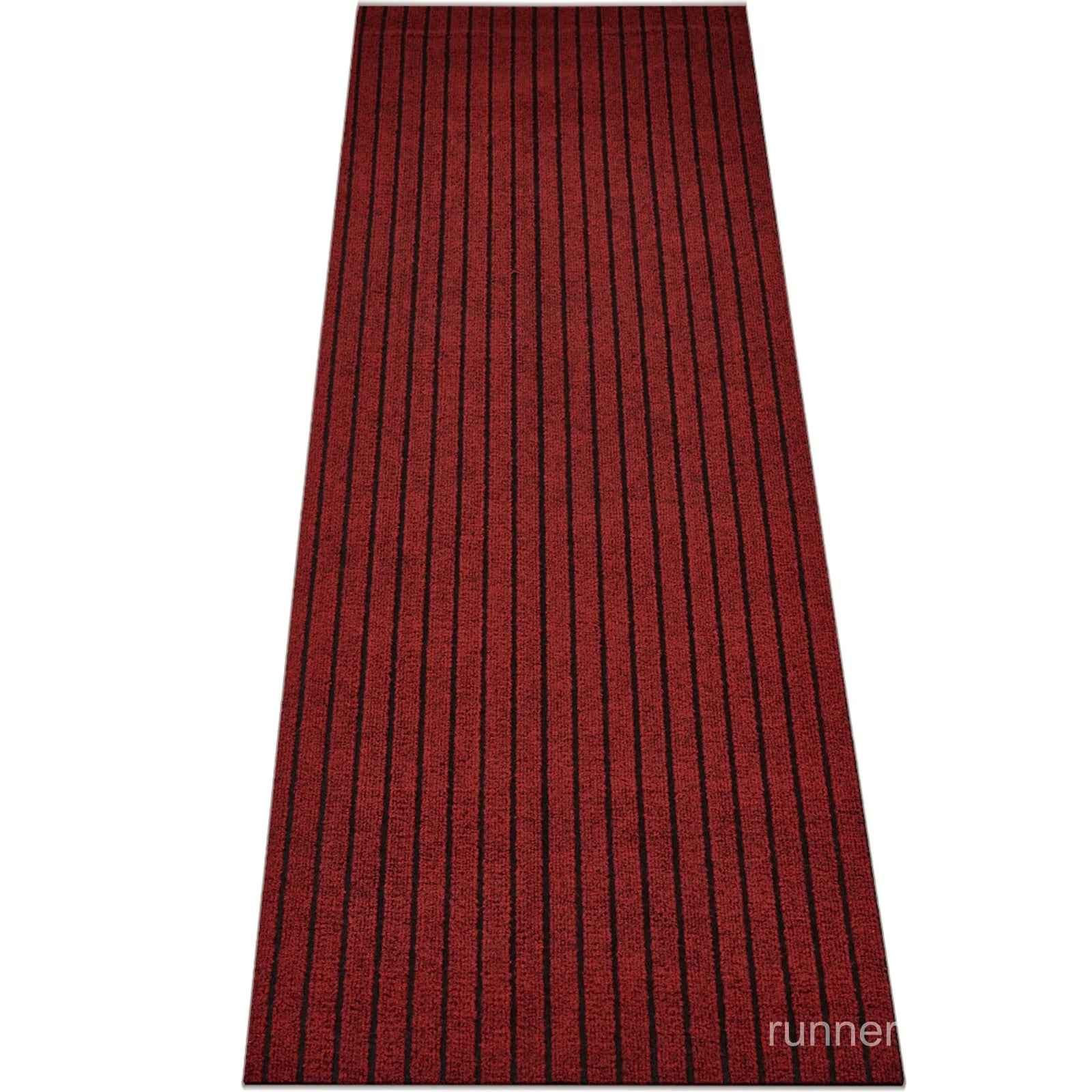 Red Stripe Runner Rug - side profile view of runner rug edge and floor clearance