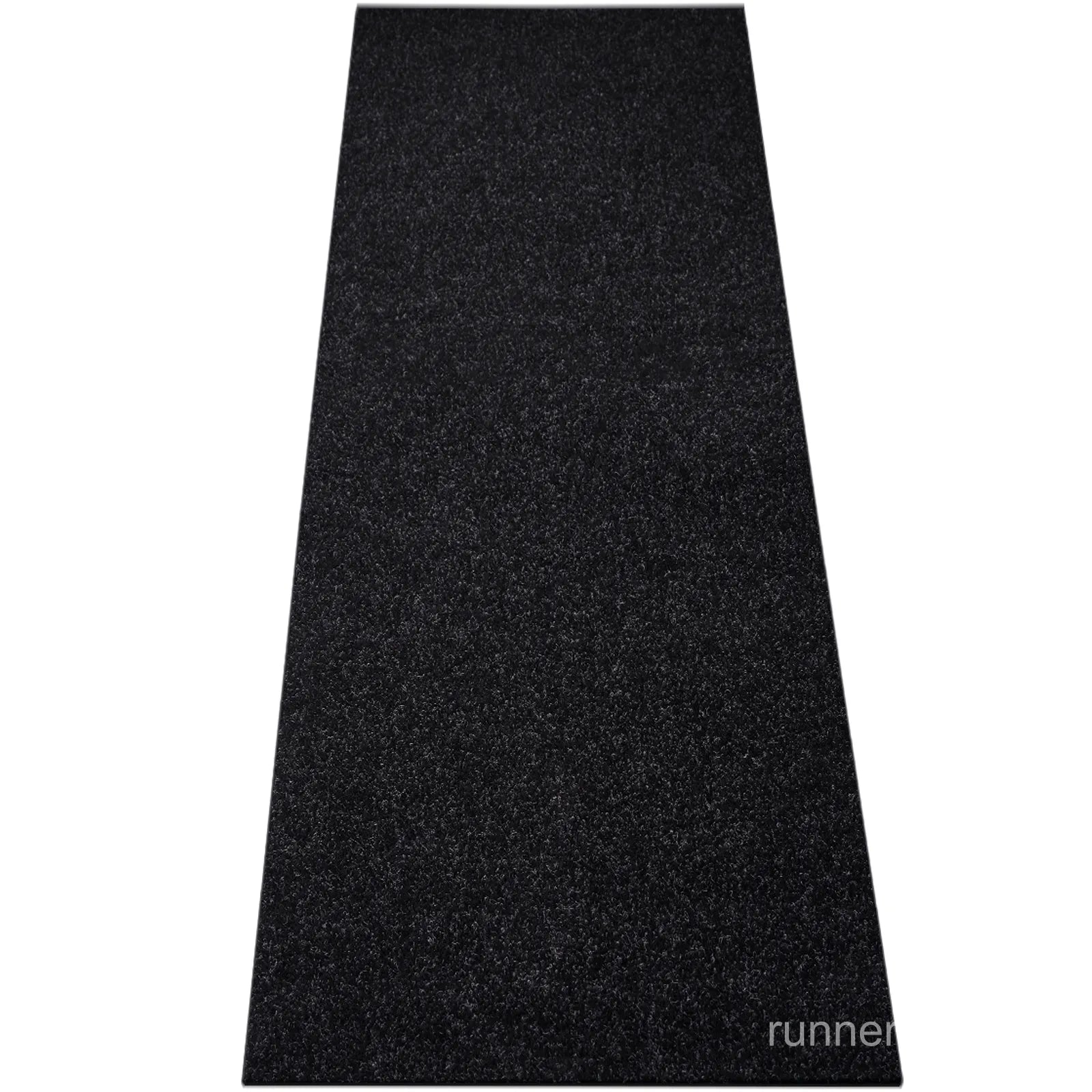 Solid Black Runner Rug - side profile view of runner rug edge and floor clearance