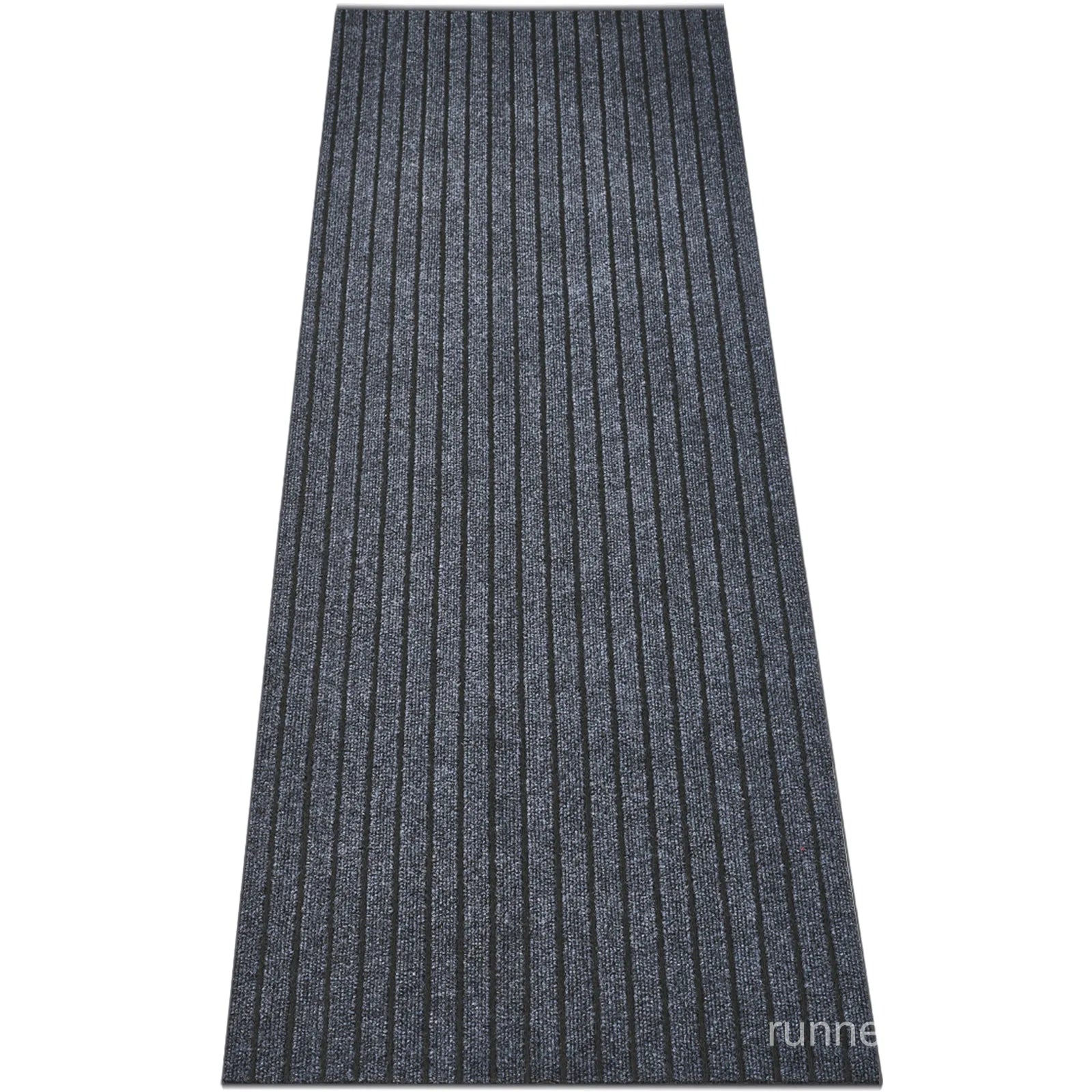 Grey Stripe Runner Rug - close up texture detail of neutral grey stripe pattern material and weave quality