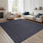 Grey Plaid Runner Rug - main product photo, grey plaid pattern, custom length runner rug